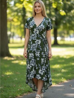 Fortune + Ivy | Dresses | Super Soft Fortune Ivy Irene Faux Wrap Brushed Knit Hi Lo Maxi Dress